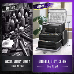 YOREPEK Tattoo Travel Case removable pouches provide flexible layout for inks and needles.