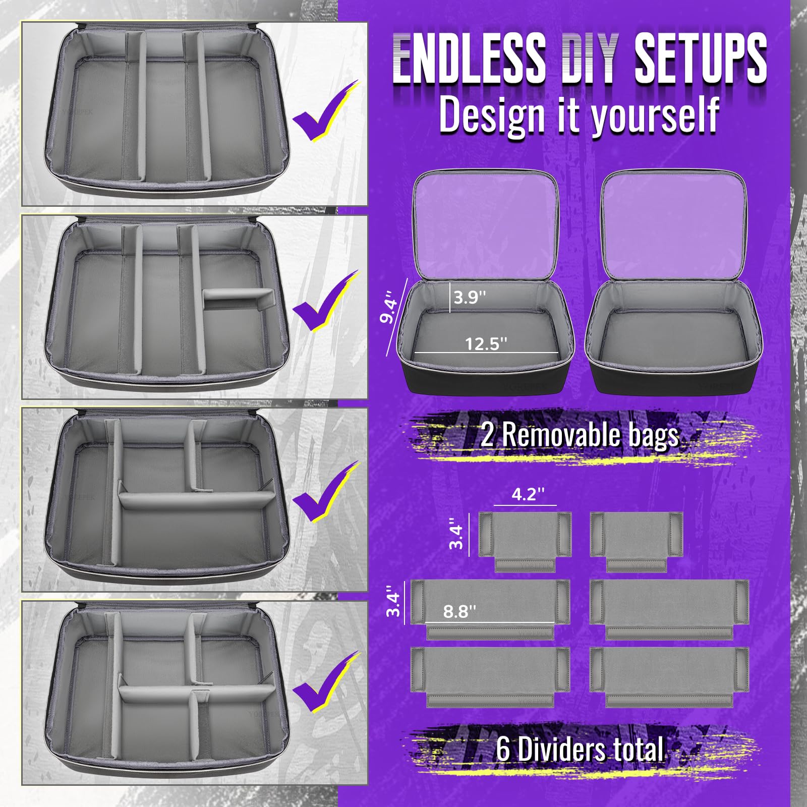 YOREPEK Tattoo Travel Case detachable shoulder strap enables comfortable carrying.