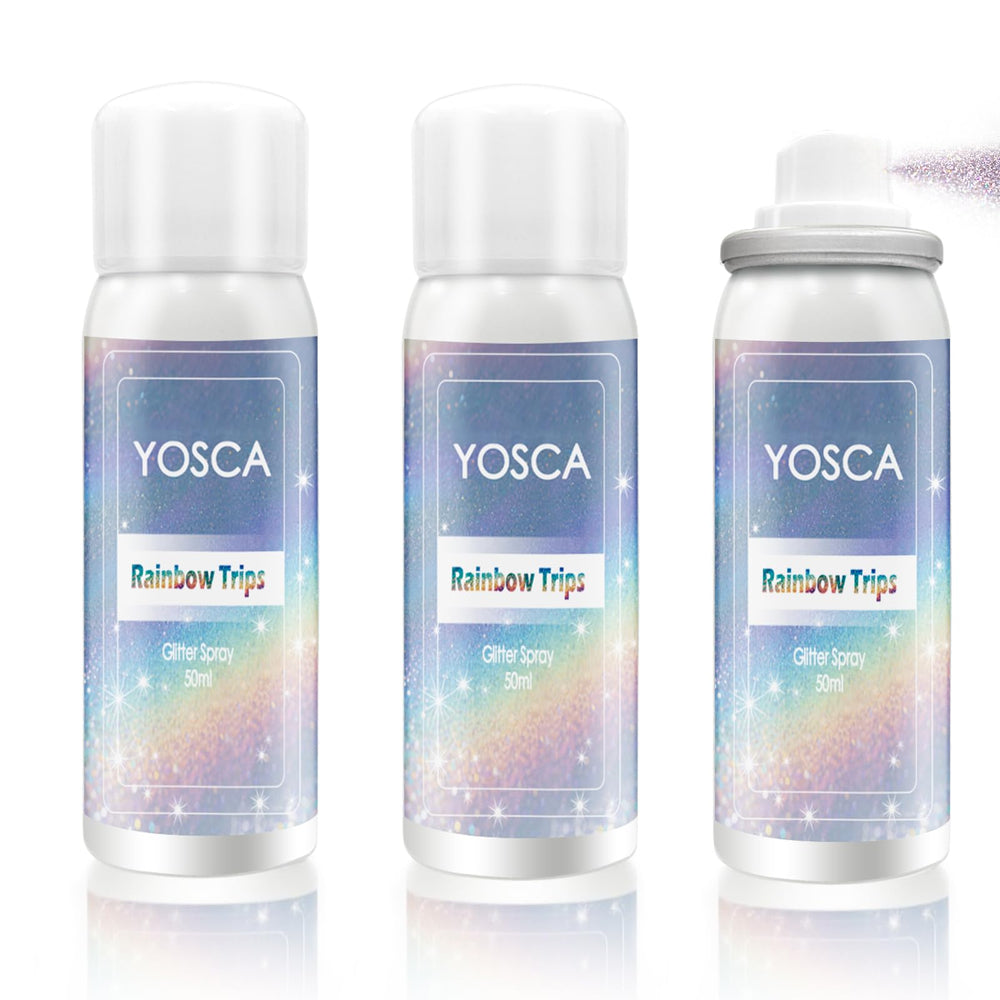 Yosca body glitter spray travel kit 3-pack bottles for on-the-go sparkle.