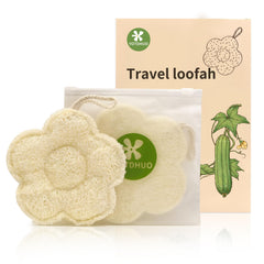 YOTDHUO travel loofah in compact bag for easy packing and on-the-go cleansing.