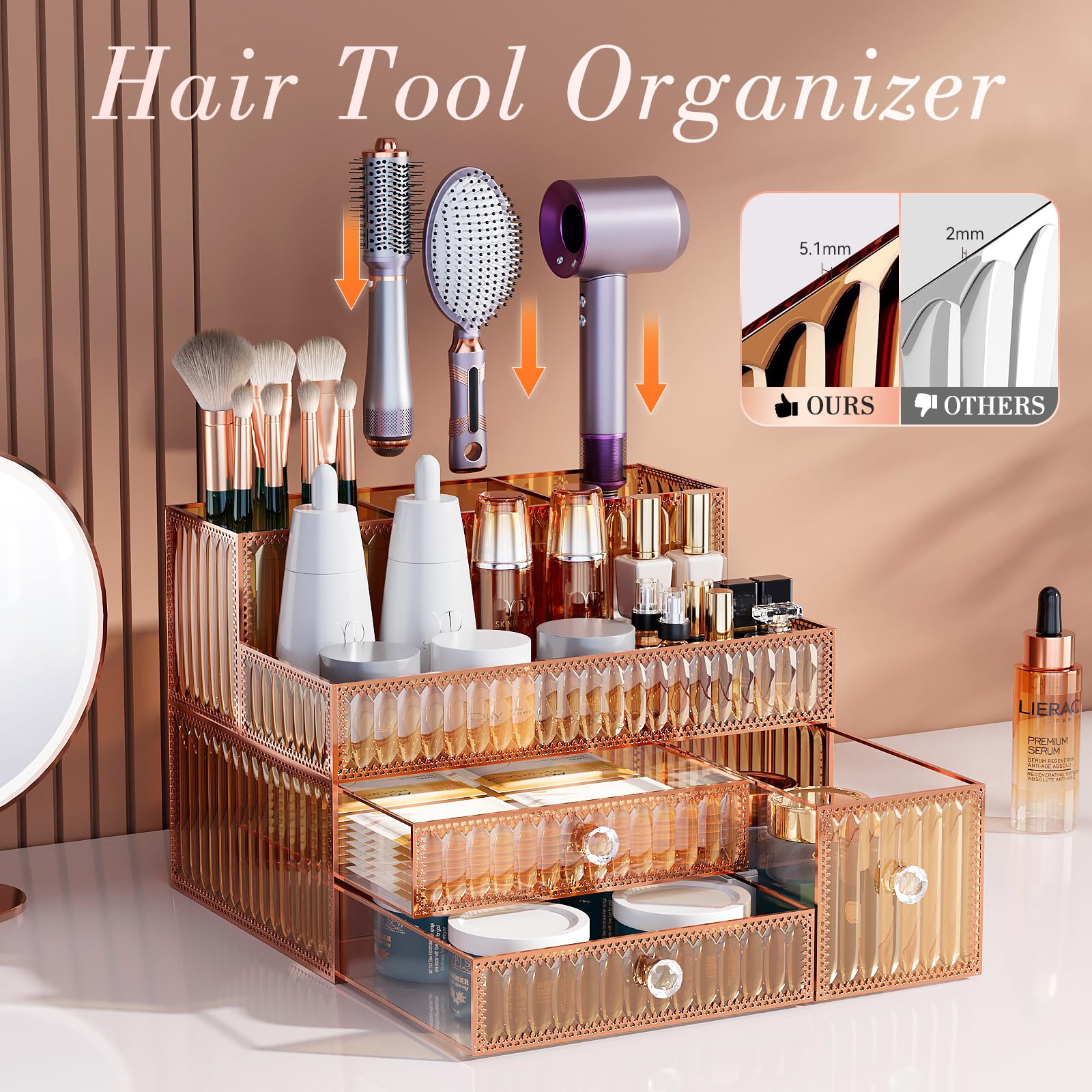 Youdepot makeup brush organizer keeps brushes neatly arranged for fast, precise application.