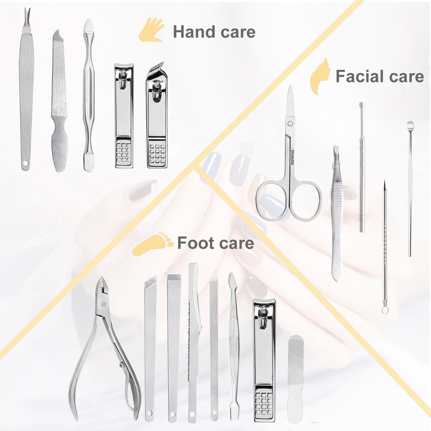 Yougai stainless steel manicure tools with durable, sharp blades for precise grooming.