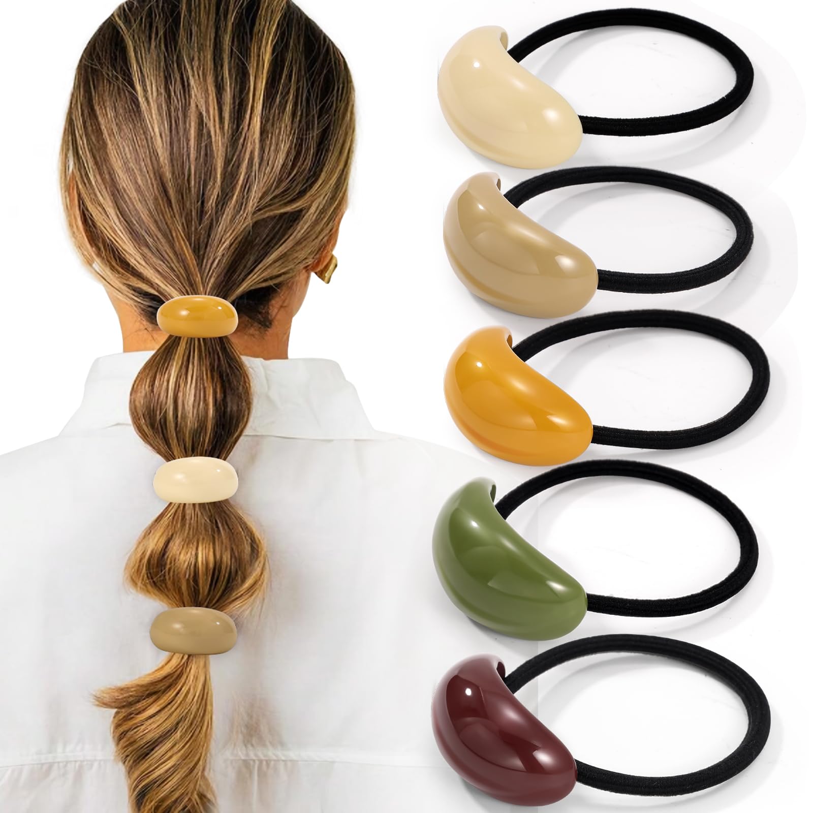Yougeigy hair ties thick hair geo design pack closeup for secure, stylish hold