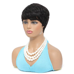 YOUKNOWIG pixie cut wig close-up shows hair quality and healthy luster.