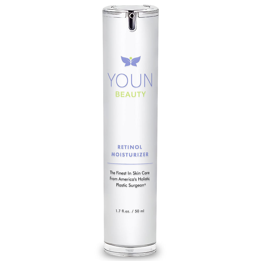 YOUN Beauty Retinol Night Cream bottle close-up for nighttime nourishment and glow.