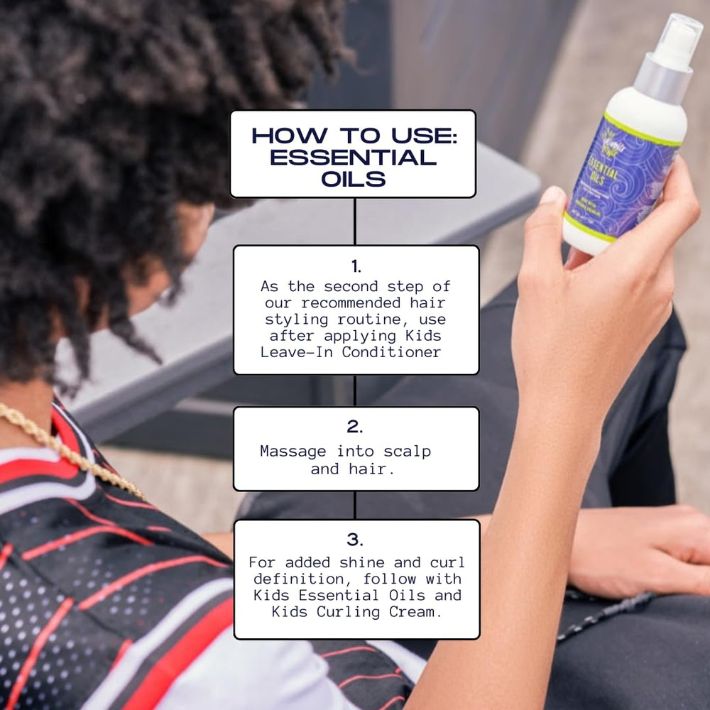 Pouring YOUNG KING HAIR CARE essential oils for easy kid-friendly application