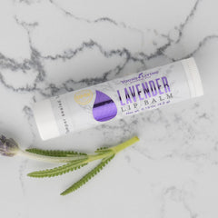 Young Living Lavender Lip Balm packaging highlighting natural ingredients.
