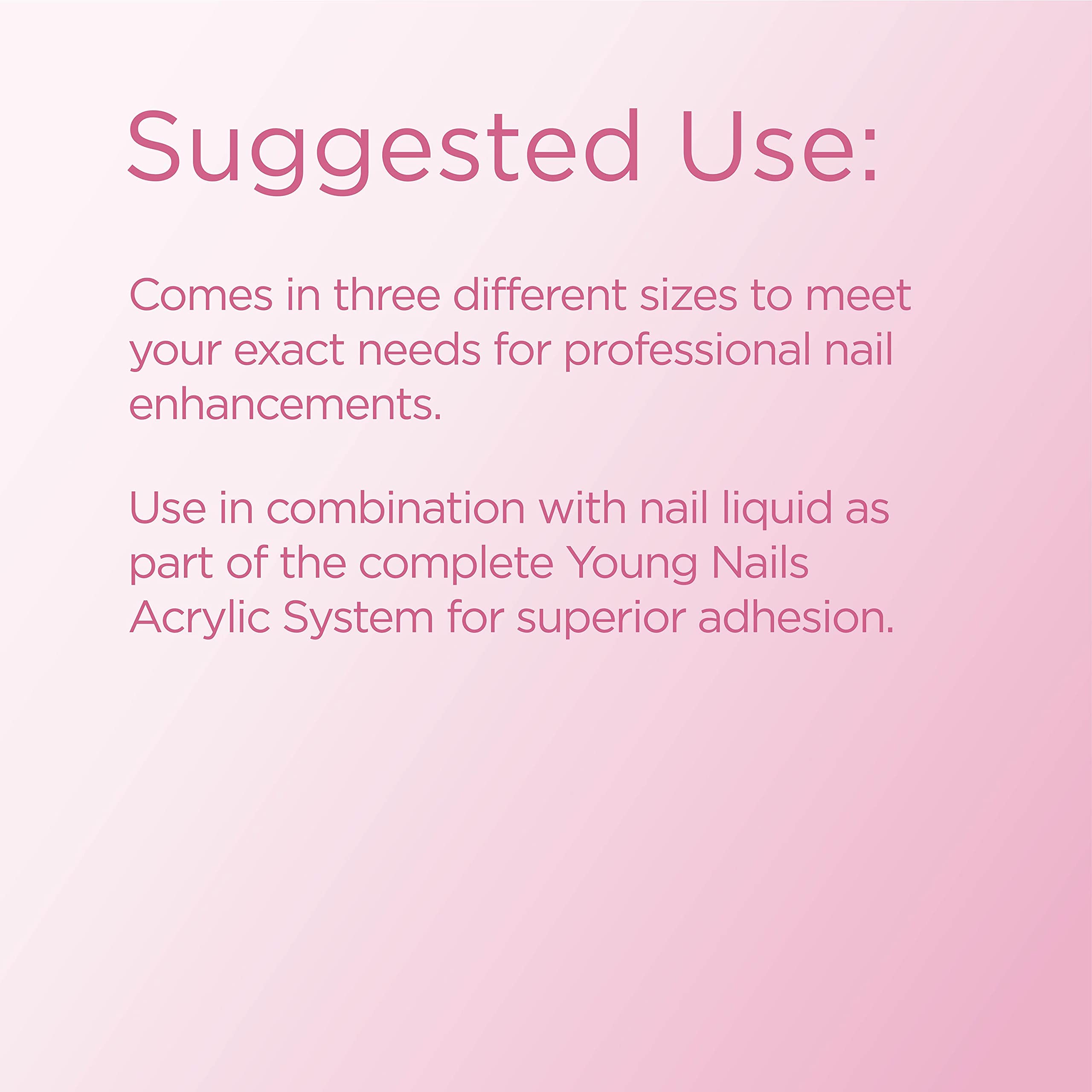 Young Nails Acrylic Core Powder clear swatch reveals pristine, transparent overlay.