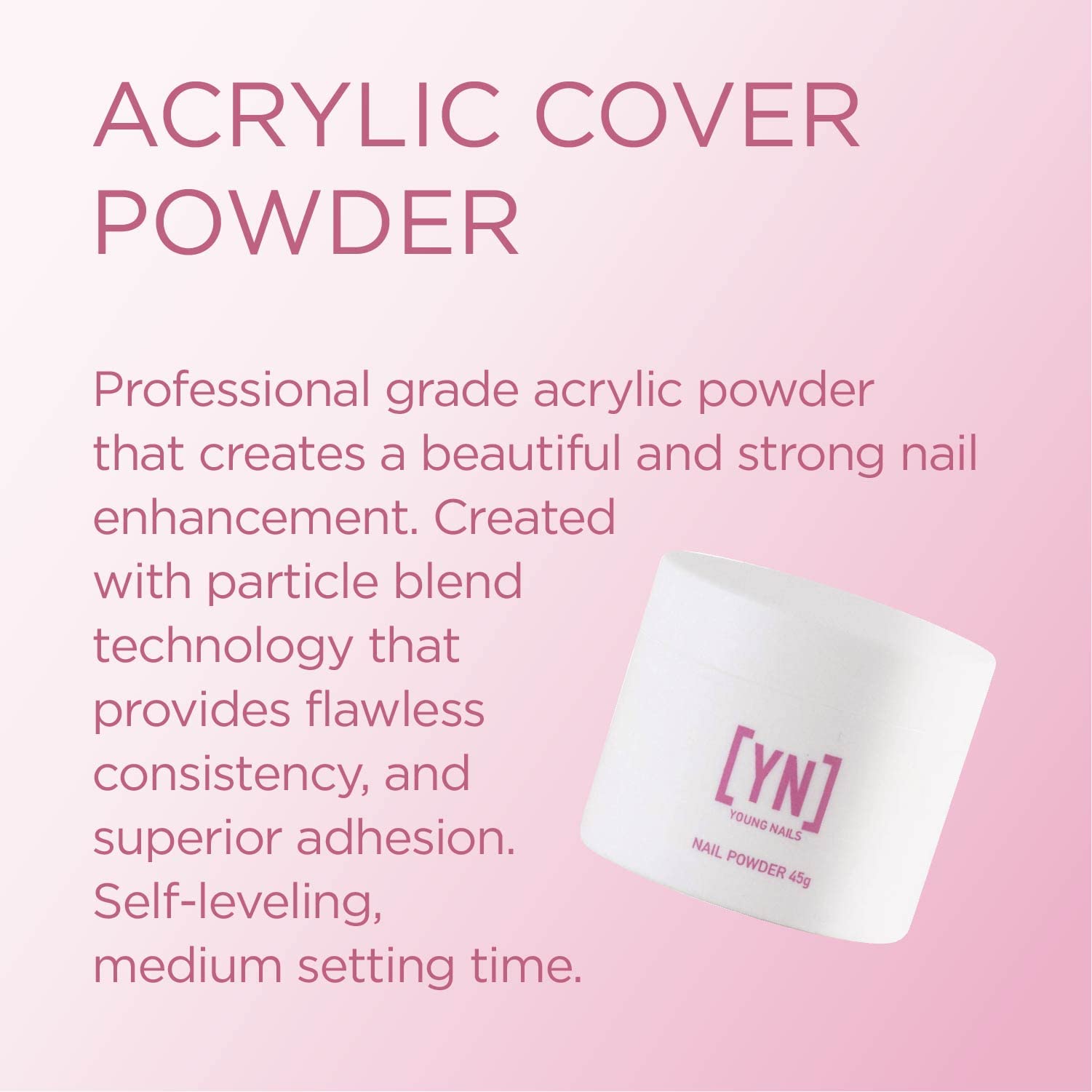 Young Nails Acrylic Cover Powder Rosebud swatches displaying natural, nude, and pink shades for versatile designs.