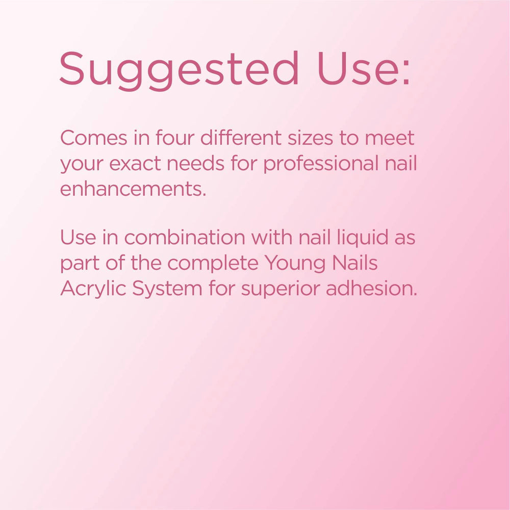 Young Nails Acrylic Speed Powder Pink bottle closeup demonstrating self-leveling consistency