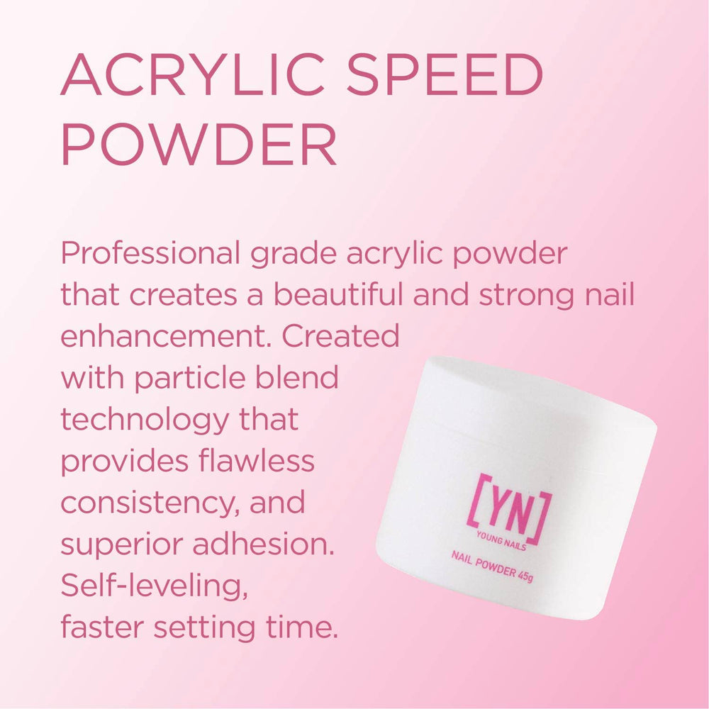 Young Nails Acrylic Speed Powder Pink packaging highlighting professional-grade formula