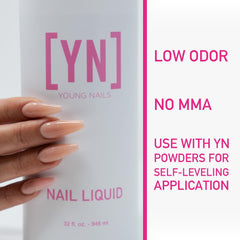 Young Nails low-odor liquid monomer bottle for comfortable at-home use