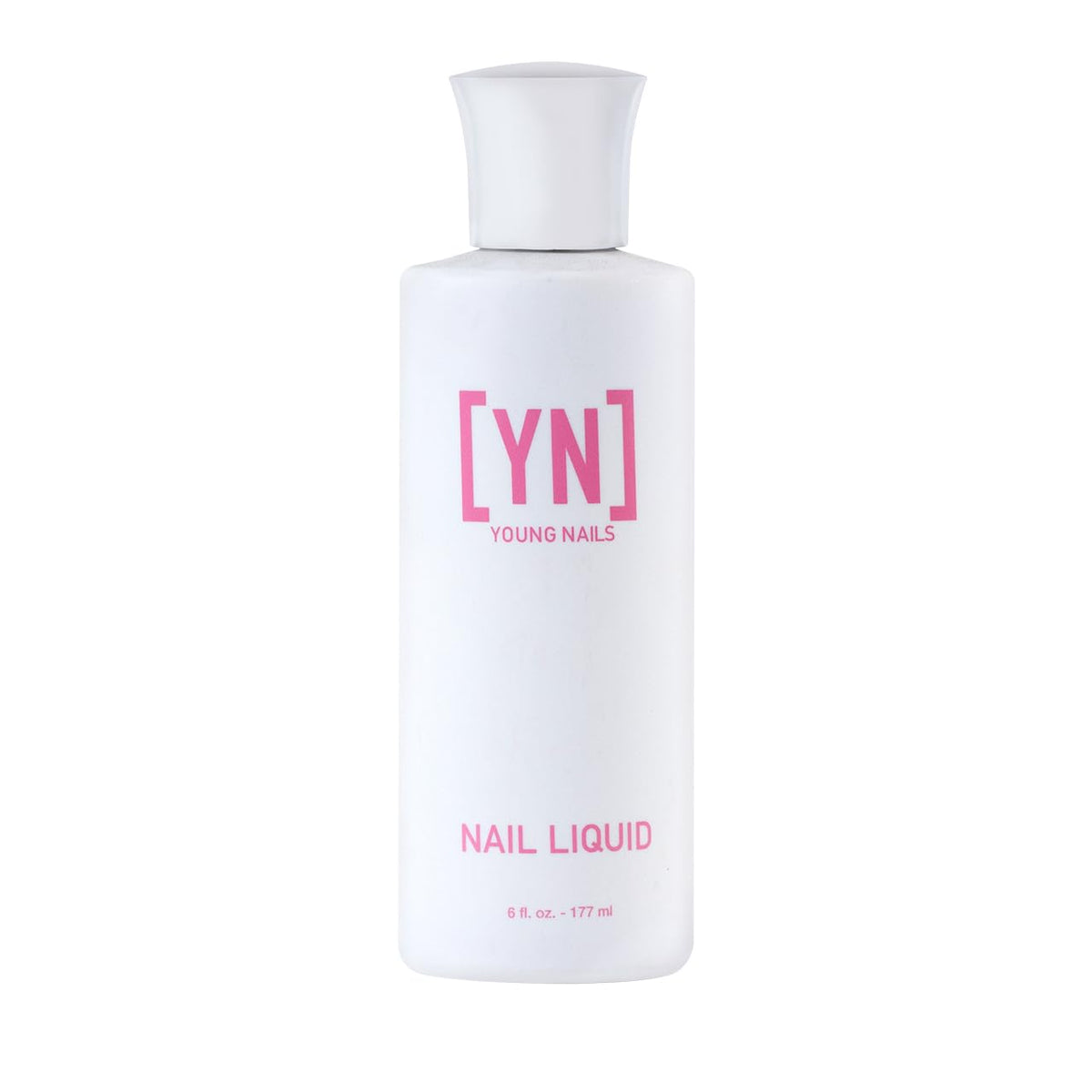 Young Nails Liquid Nail Monomer bottle closeup shows low-odor formula for home manicures