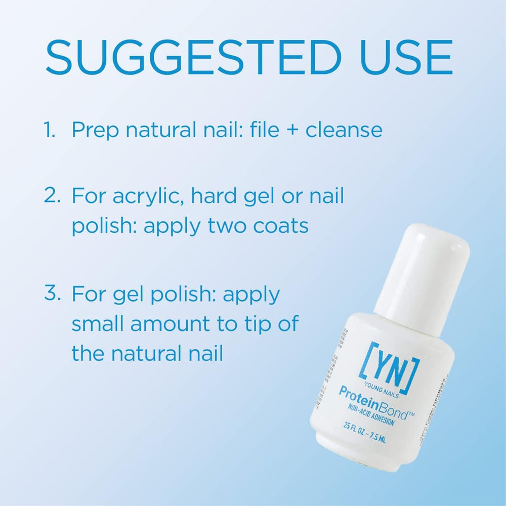 Young Nails Protein Bond application step demonstrates easy prep for gel or acrylic wear