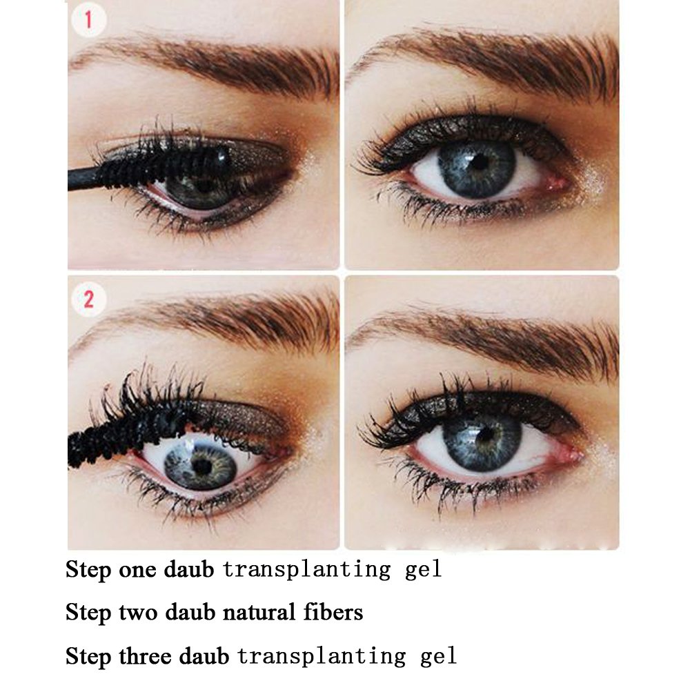 Youngfocus 3D Silk Fiber Mascara brush and bundle image demonstrating easy application