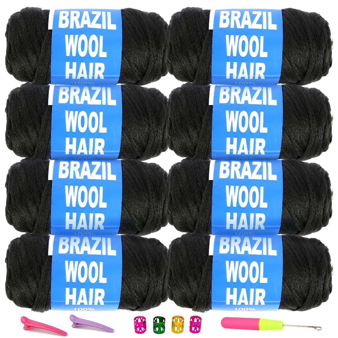 Youngther hilo lana brasilena para trenzas; natural negro, suave y fácil de trabajar