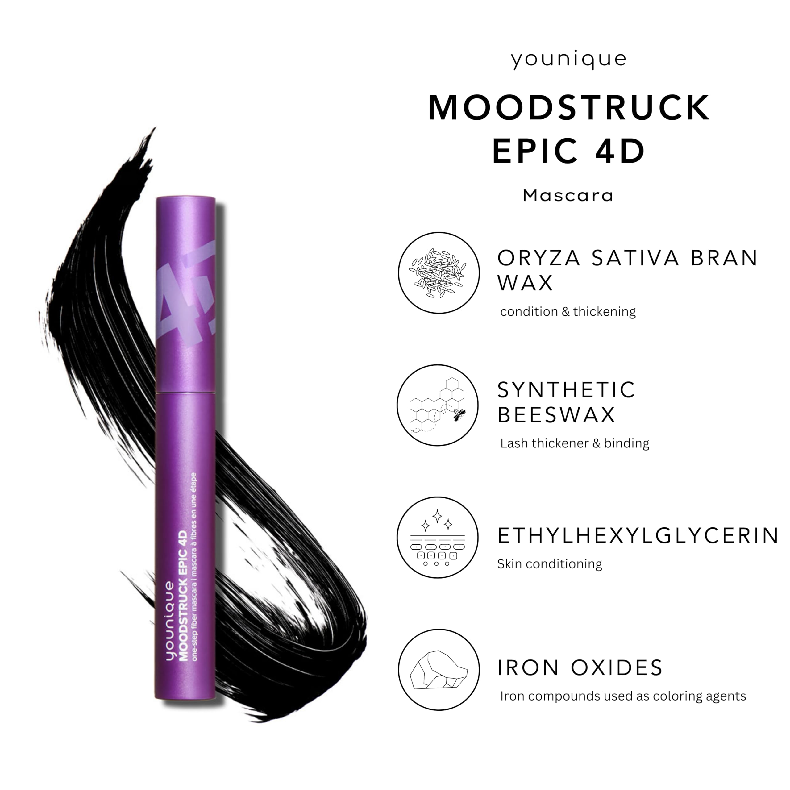 Closeup of Younique Epic 4D lashes showing bold definition and lift.