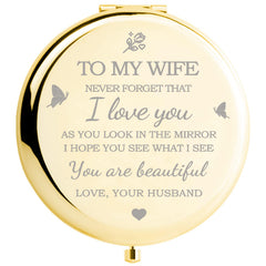 Yountown gold compact mirror front with dual mirrors for quick makeup checks