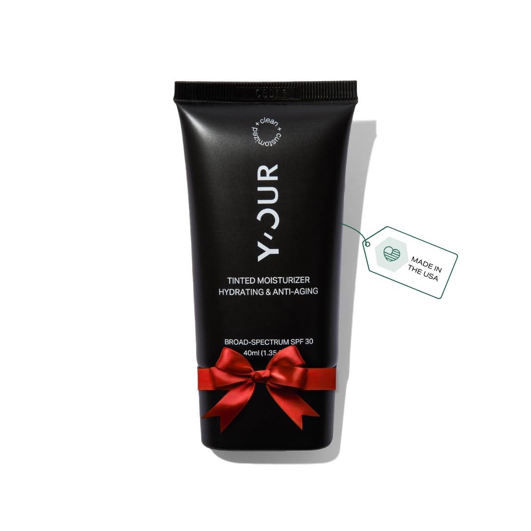Y'OUR Tinted Moisturizer bottle close-up highlighting SPF30 broad-spectrum protection.