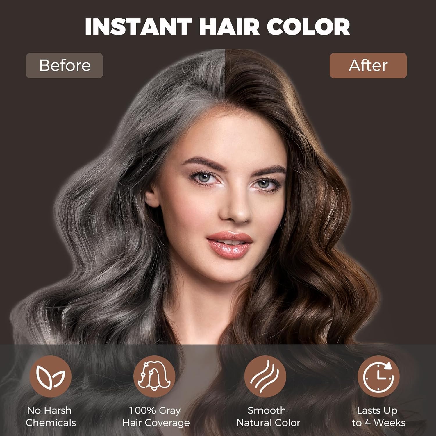 YOURTONE Dark Brown application waits 20–25 minutes for vibrant gray coverage.
