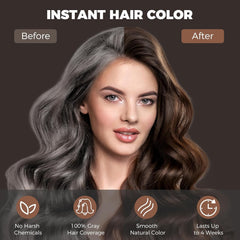 YOURTONE Dark Brown application waits 20–25 minutes for vibrant gray coverage.