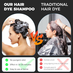 YOURTONE Gray hair coverage result showcases deep black color and youthful look.