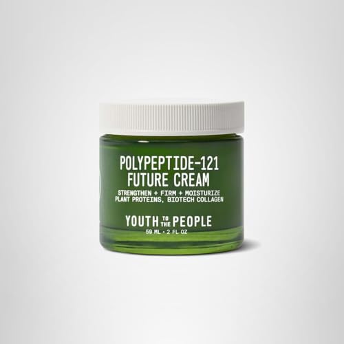 Youth To The People 121-Polypeptide Future Cream sustainable packaging and cruelty-free badge emphasized.