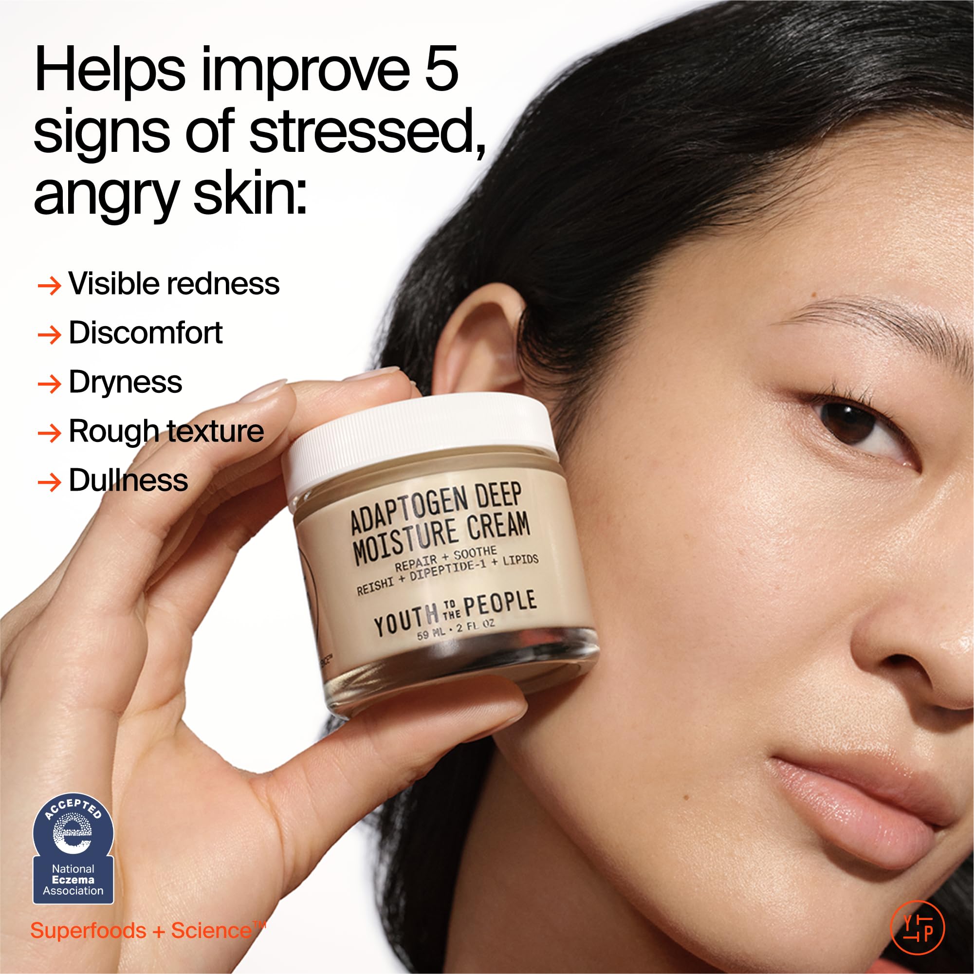 Texture close-up of Youth To The People Adaptogen Moisture Cream for sensitive skin.