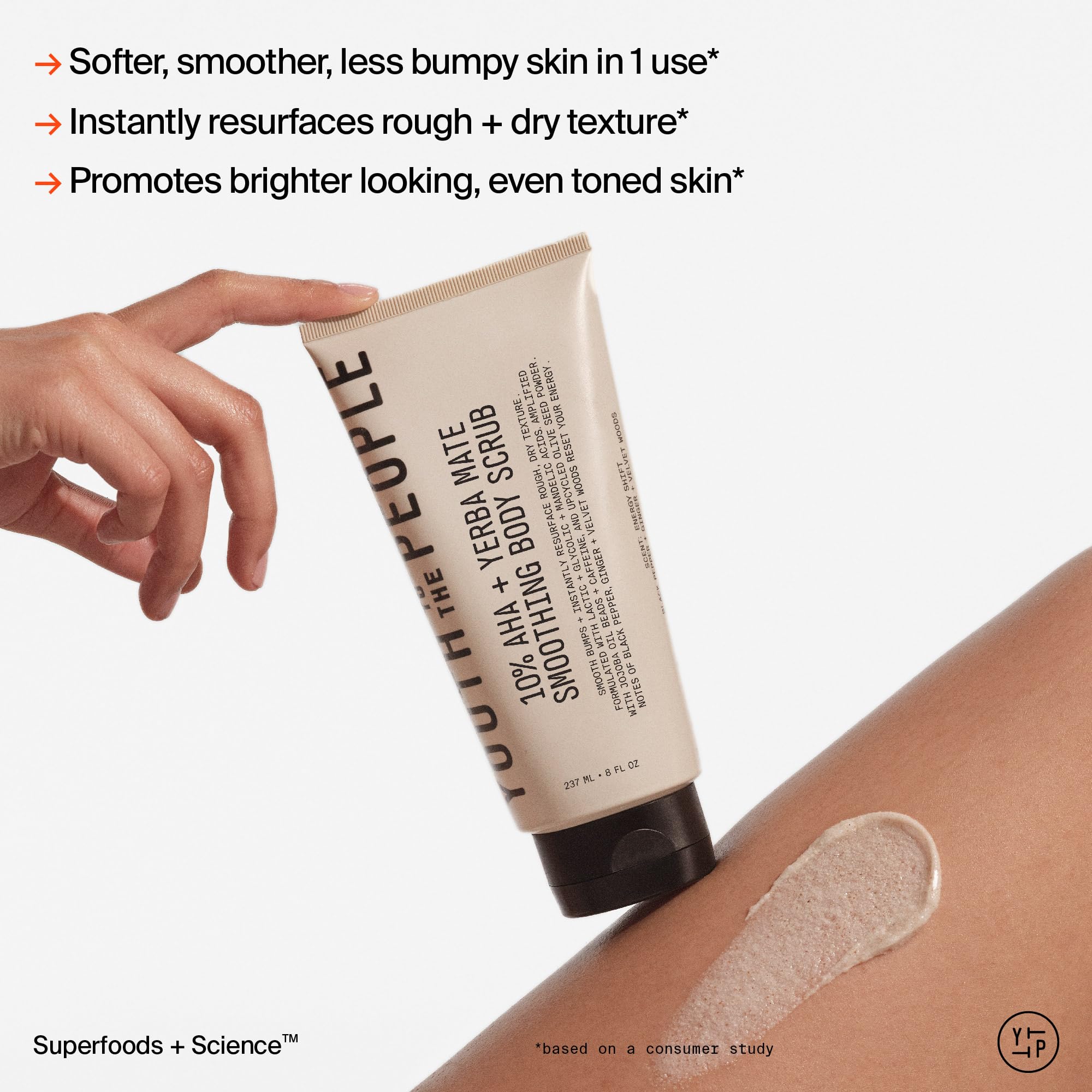 Youth To The People energy scrub AHAs ingredients label signals resurfacing potential