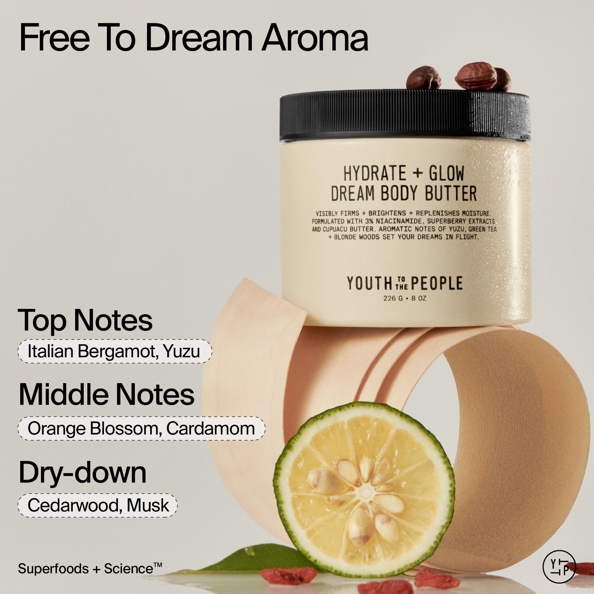 Youth To The People swatch shows the body butter on skin with glow.