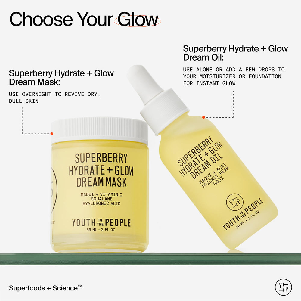 Youth To The People Superberry Dream Mask hydration-boost image emphasizes squalane and THD Vitamin C synergy.