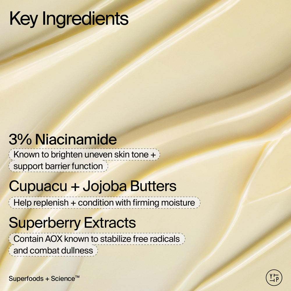 Youth To The People highlights Niacinamide for brightening benefits.