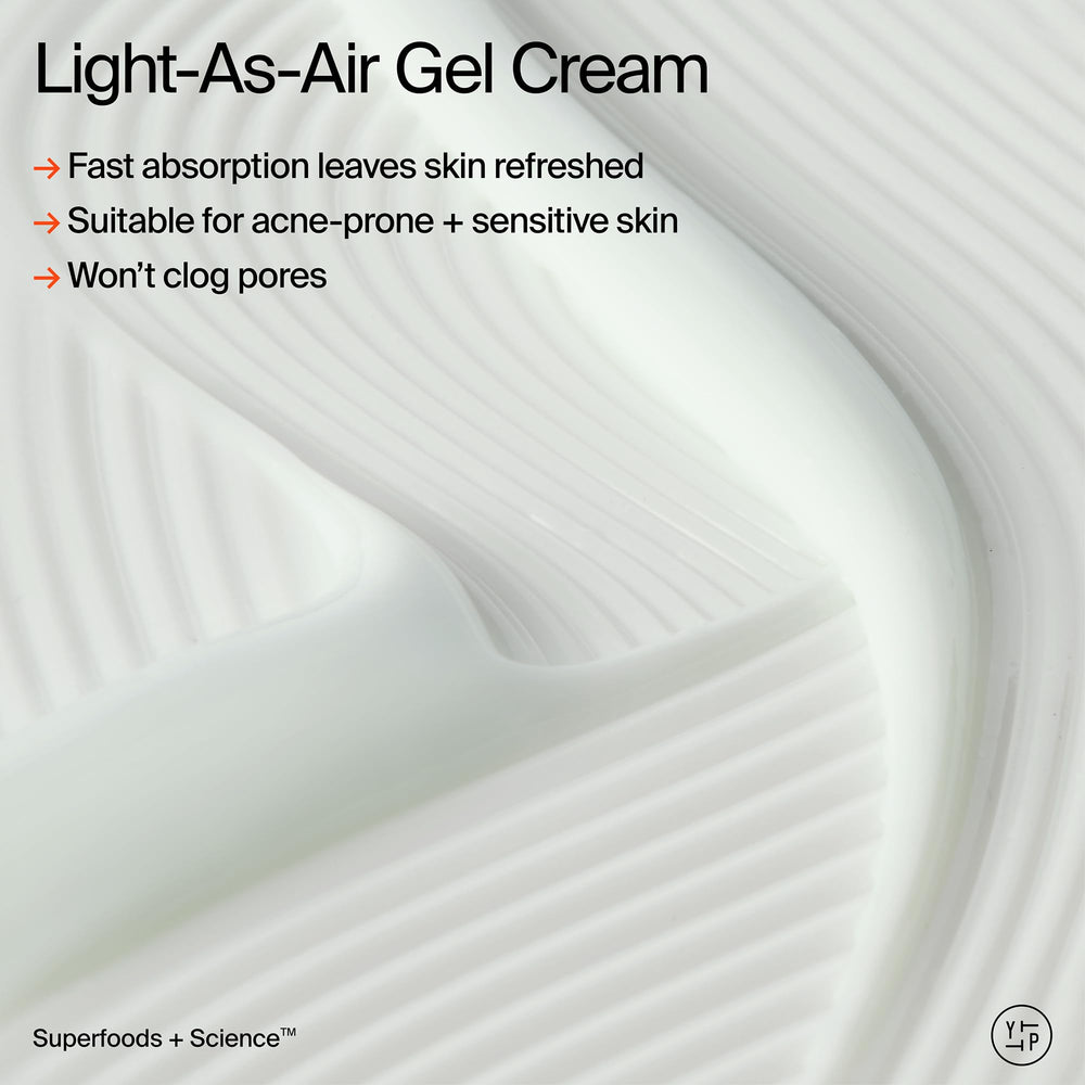 Youth To The People cream texture swatch shows whipped, non-greasy absorption.