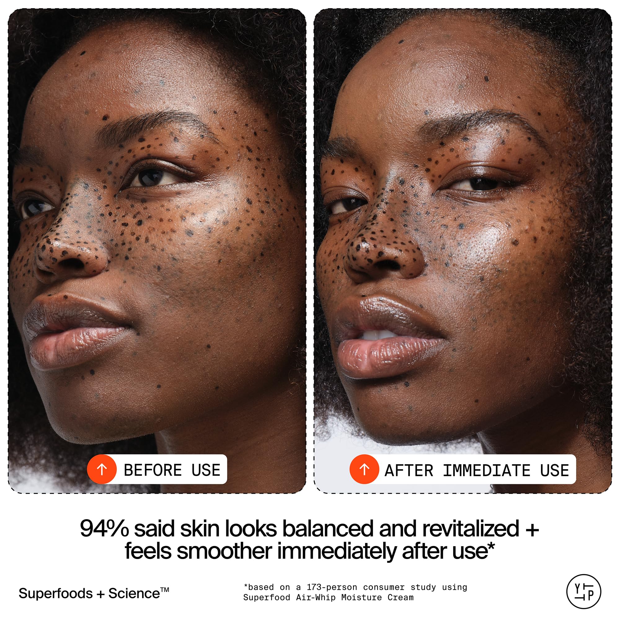 Youth To The People Air-Whip Moisture Cream application swatch demonstrates quick absorption.