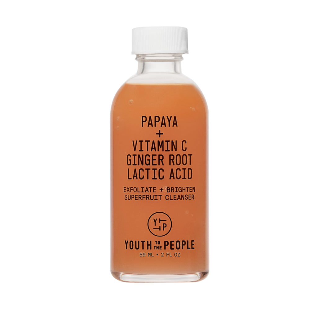 Youth To The People Superfruit Cleanser travel bottle closeup, gel texture for radiant skin.