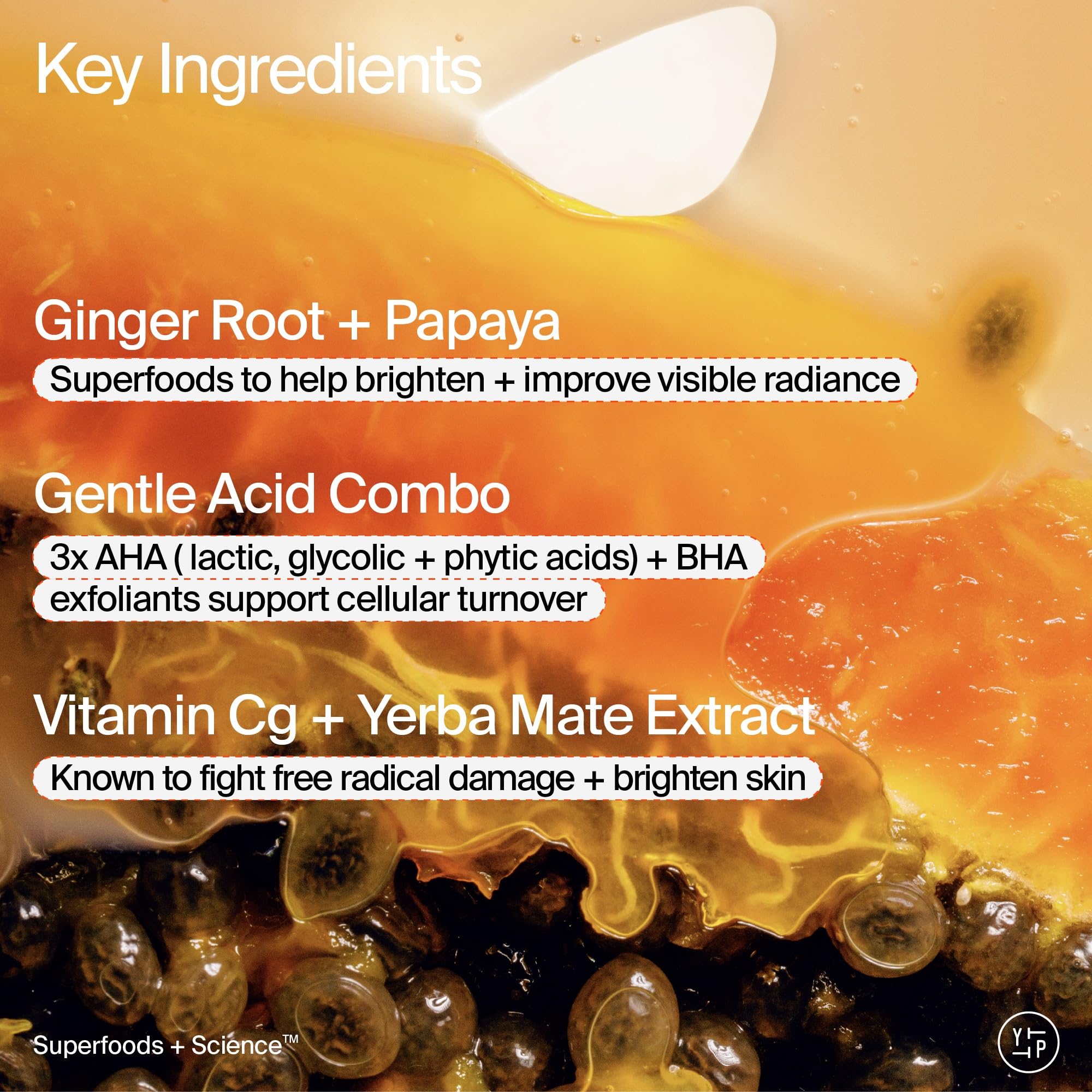 Youth To The People Superfruit Cleanser travel papaya ginger visuals, brightening energy for skin.