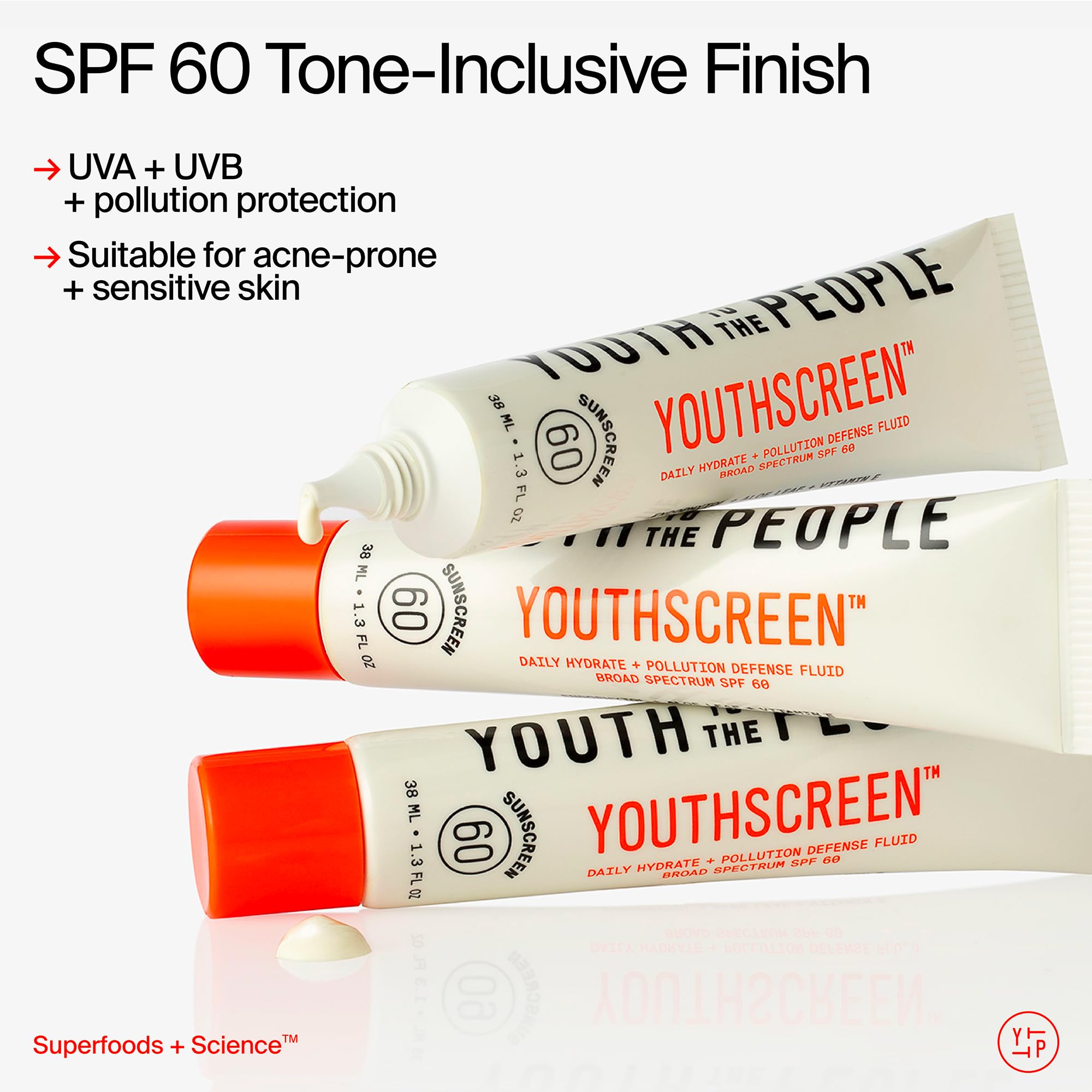 Youth To The People Youthscreen Sunscreen packaging eco communicates clean formula.