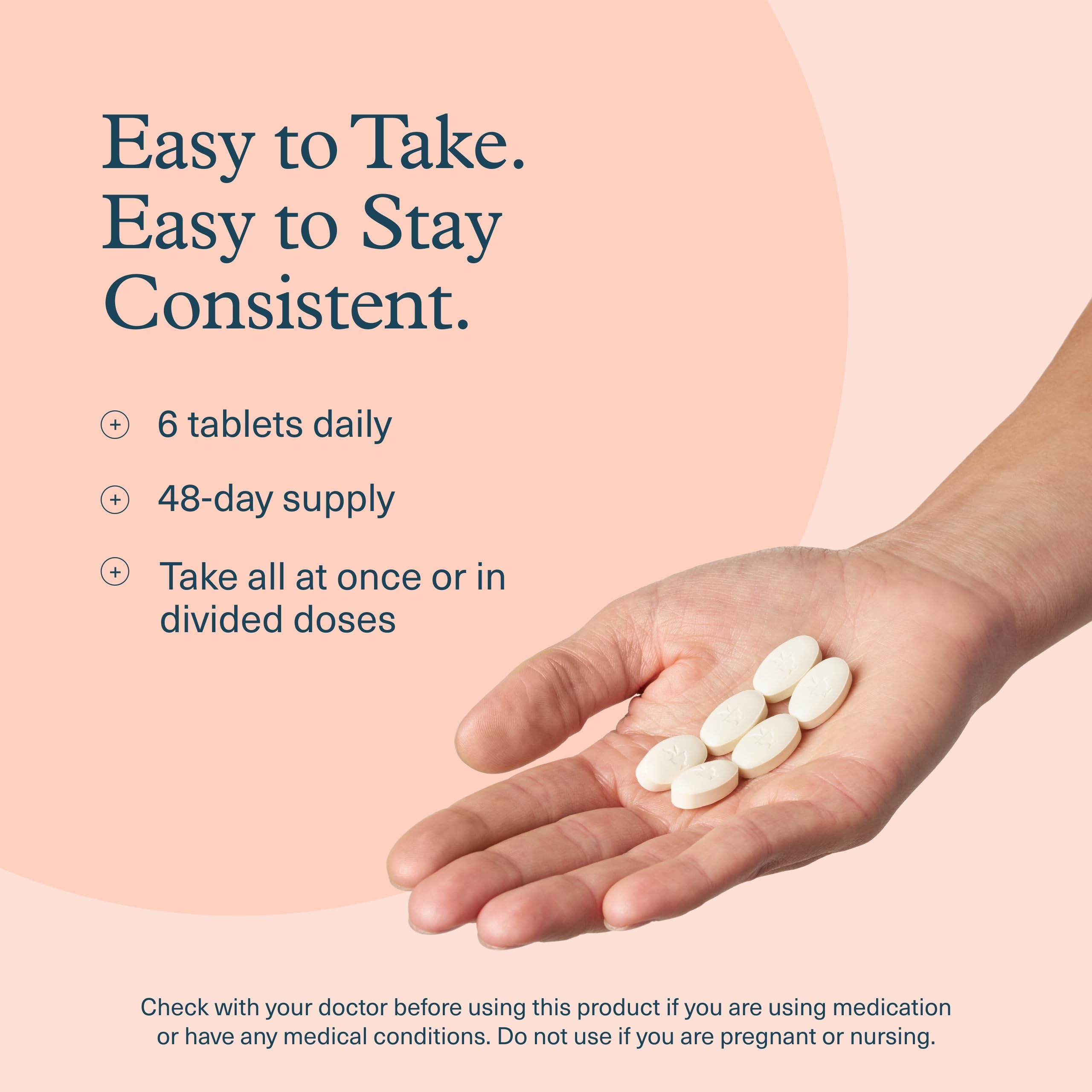 Youtheory tablets beside water glass showing convenient daily use