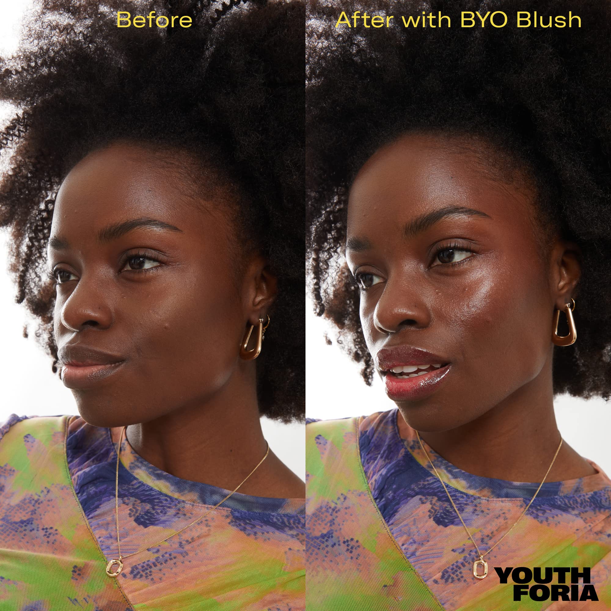 Youthforia BYO Blush blendable texture gliding on skin for seamless mix