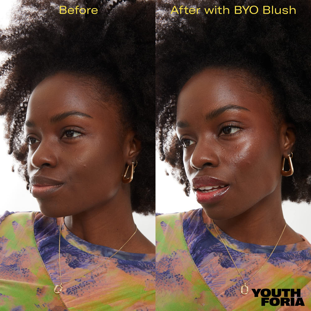 Youthforia BYO Blush blendable texture gliding on skin for seamless mix