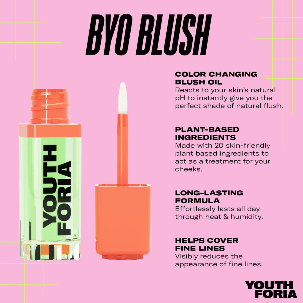 Youthforia BYO Blush on cheek delivering a natural glow