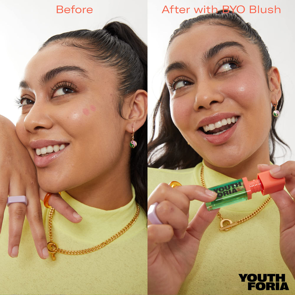 Youthforia BYO Blush packaging closeup highlighting sleek design