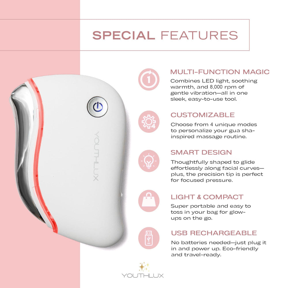 USB rechargeable and wireless, ideal for travel skincare routines.
