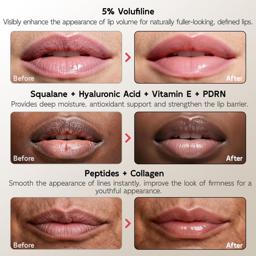 Swatch of YouthVibe lip primer with smooth lip texture and glossy finish