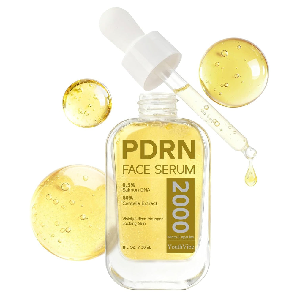 YouthVibe PDRN Serum bottle close-up showing firming appeal.