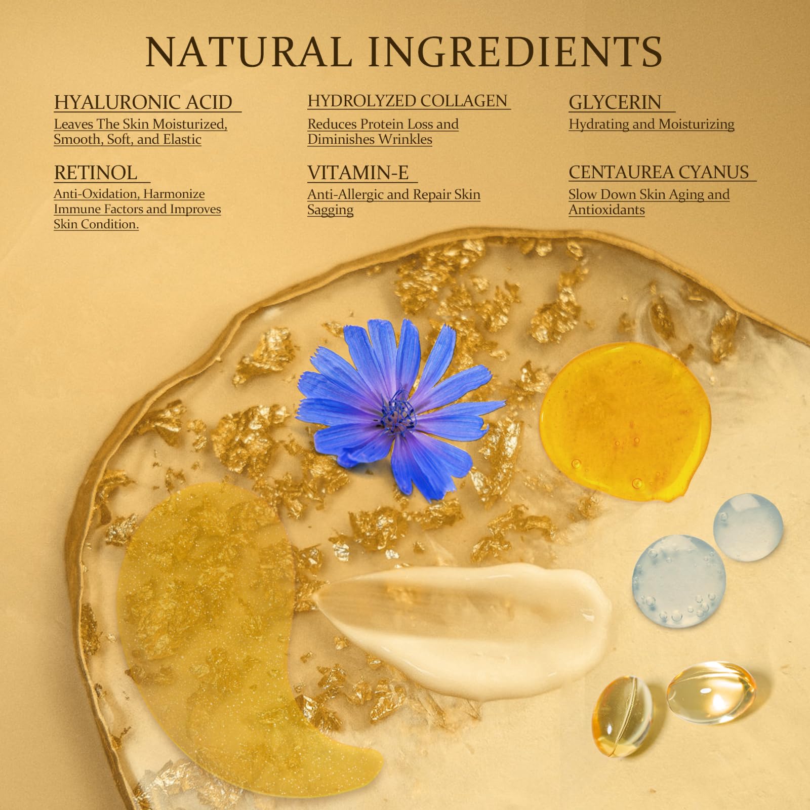YOYORY 24K gold under-eye patches on model—helps reduce puffiness for an awake look.