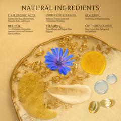 YOYORY 24K gold under-eye patches on model—helps reduce puffiness for an awake look.