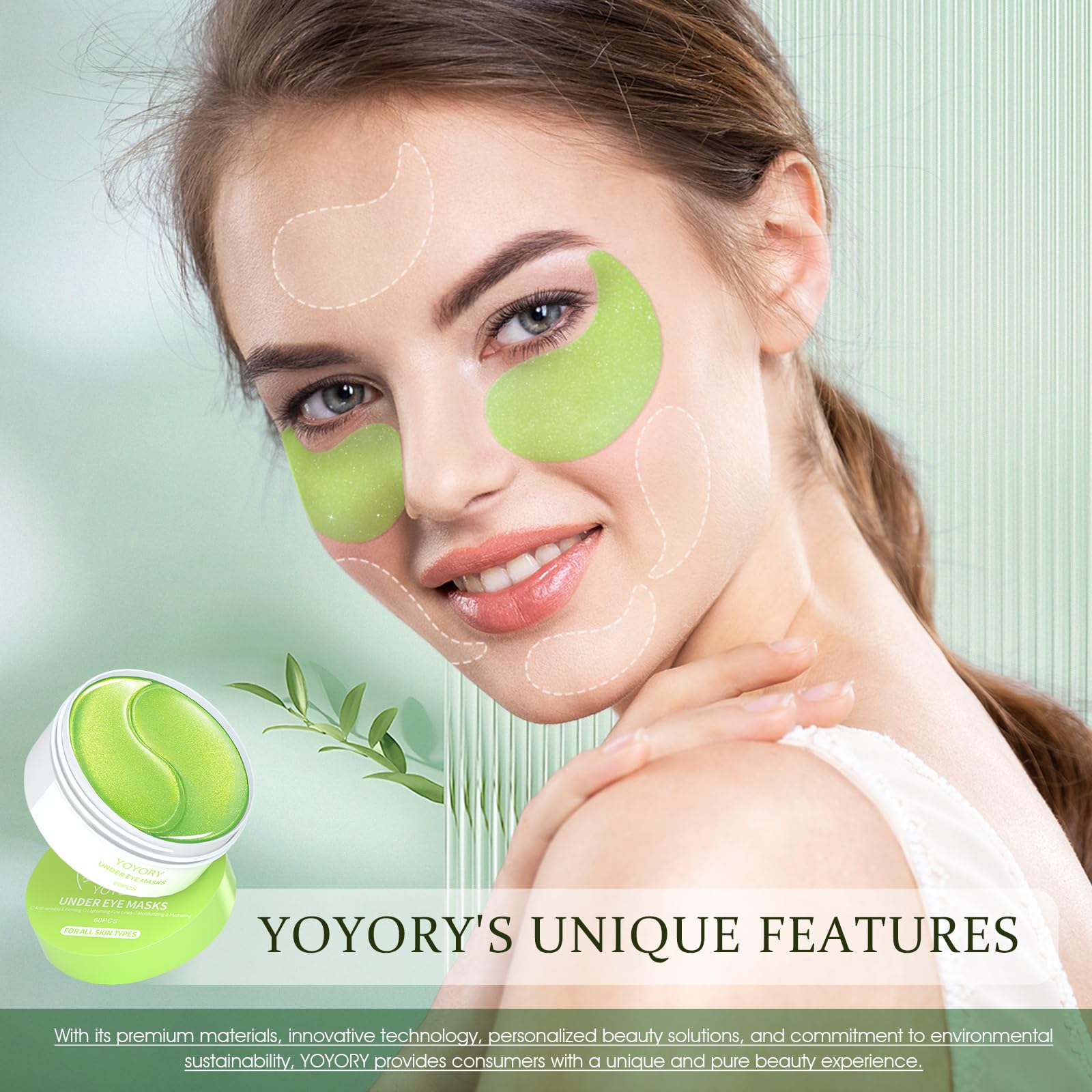 YOYORY 60 pcs green eye patches pack supports regular eye care