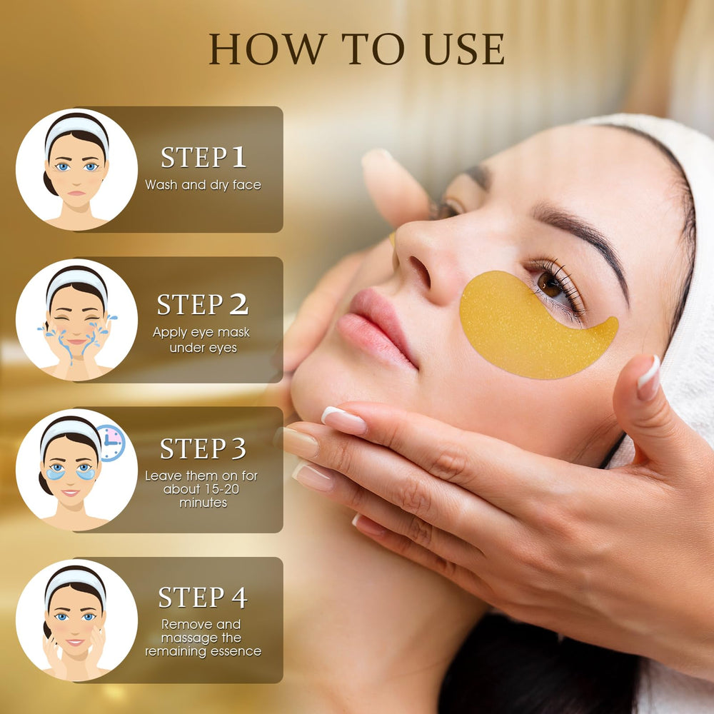 YOYORY blue patches with gold accents—premium spa-like eye treatment.