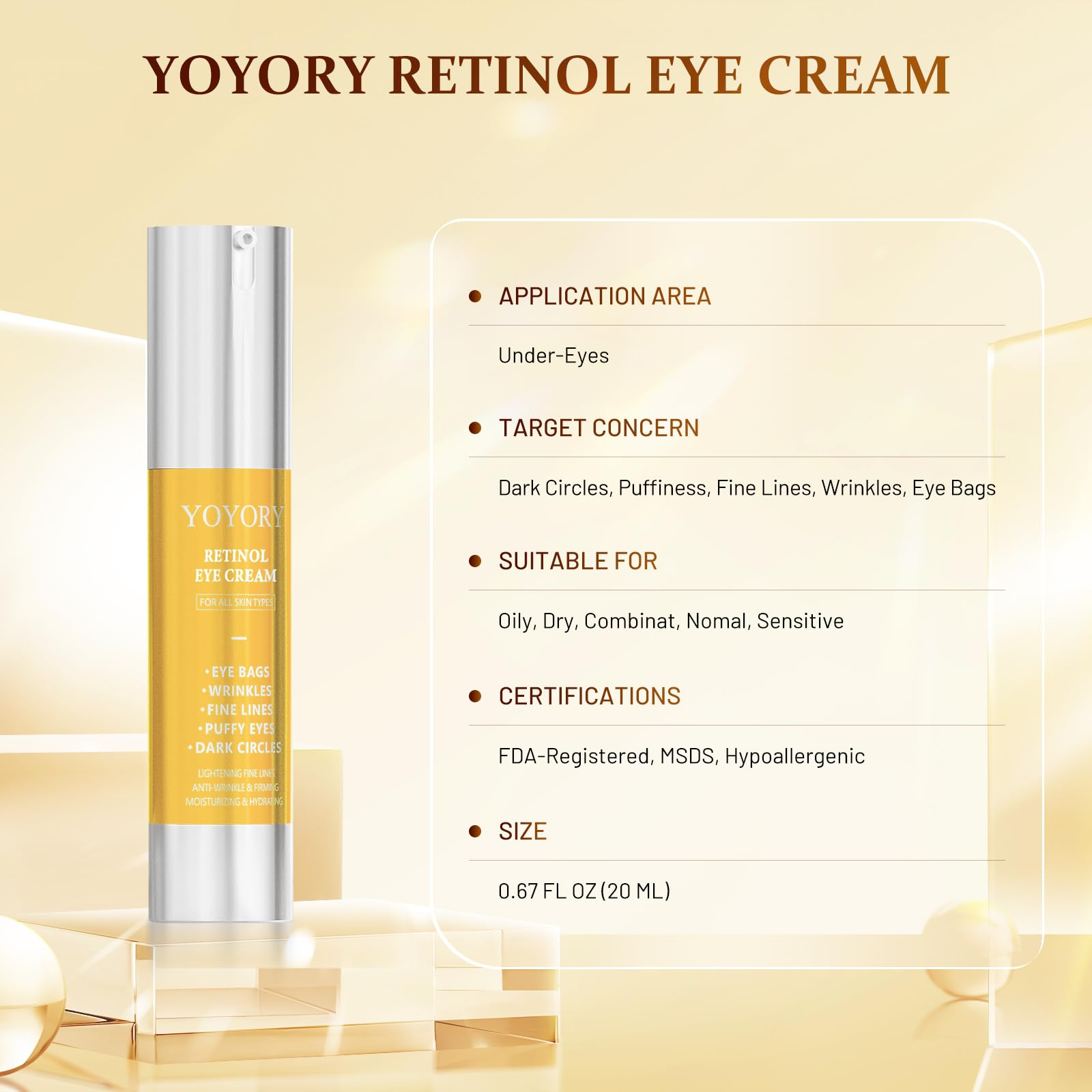 YOYORY ceramide eye cream repairing barrier against stressors